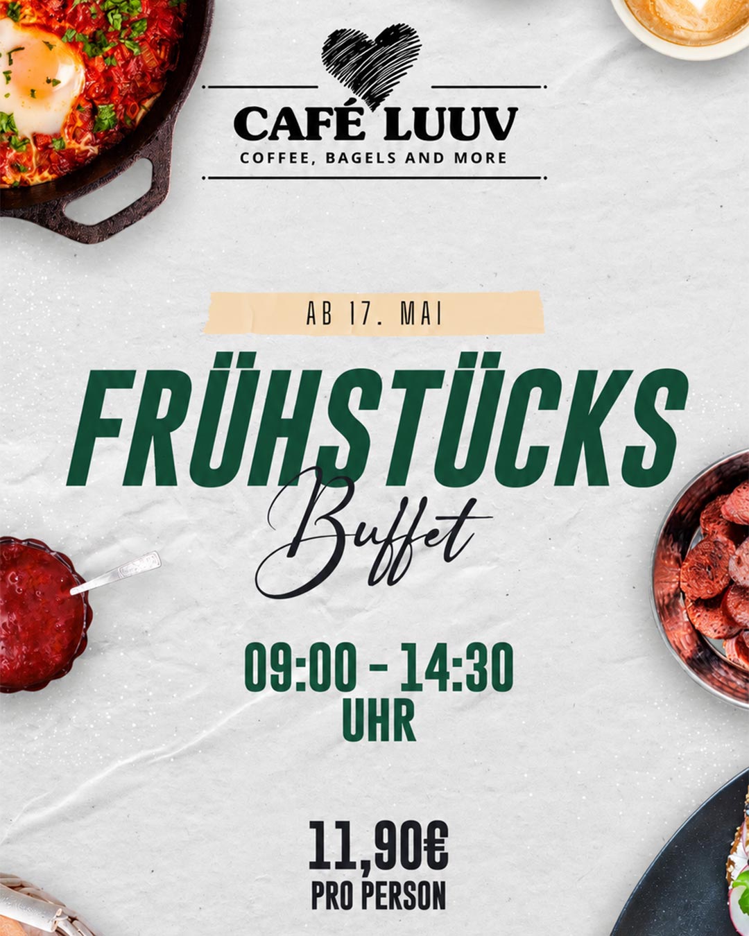 ab 17.05.26 - Frühstücksbuffet im Café Luuv - jeden Sonntag von 09:00 bis 14:30 Uhr